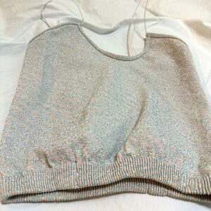 Free People Intimately Gray Shimmer Skinny Strap Camisole - XS/S